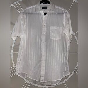 Christian Dior Monsieur Men’s White Dress Shirt with Subtle Stripe